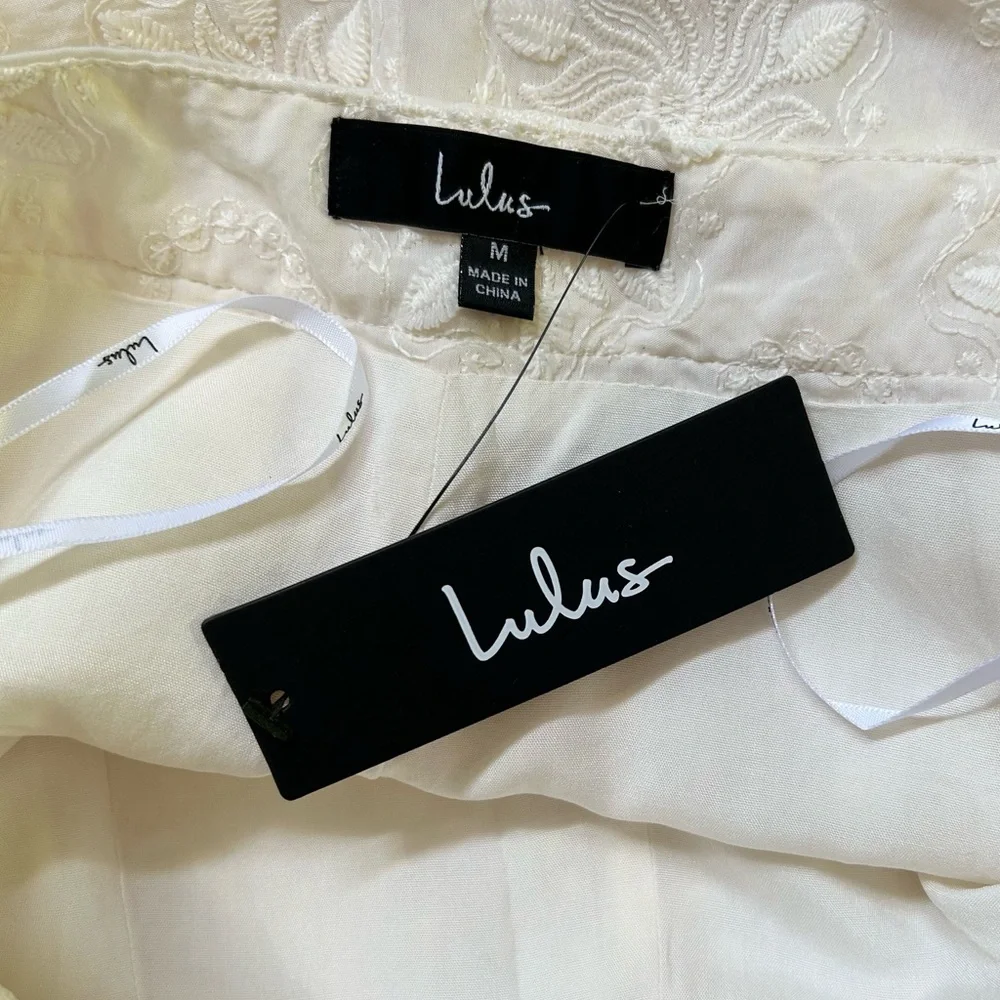 NWT - Lulus Elegant Cream Lace Cropped Pants Size Medium - Picture 5 of 6